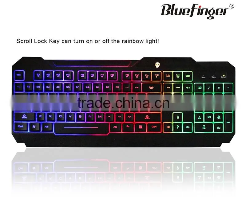 Cheaper black waterproof keyboard for gaming with rainbow backlit