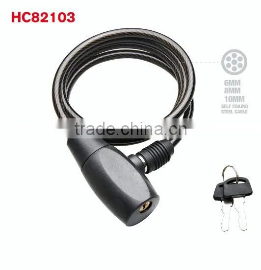 HC82103 Coiled Lock, Steel Cable Lock, Bike Lock