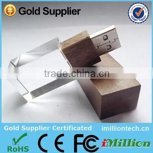 New Wooden pen drive Walnut Maple wood Crystal LED Personalized Custom usb 2.0 memory flash stick