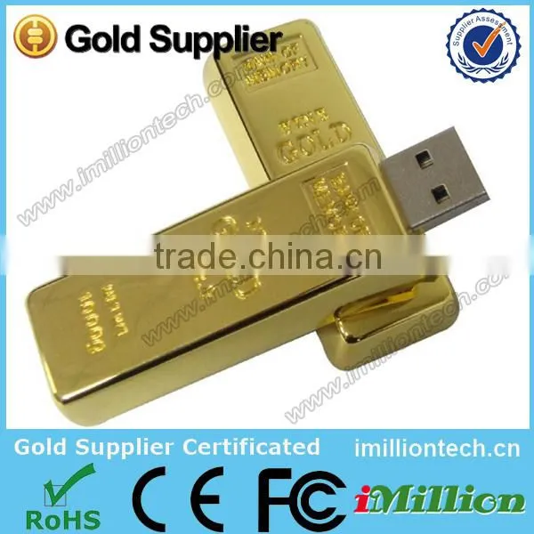 Gift golden bar Promotion Metal USB flash memory, Metal USB Stick, gift usb