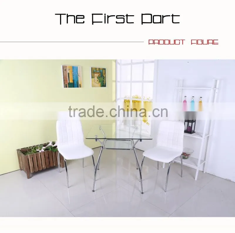 Glass top, metal frame dining table