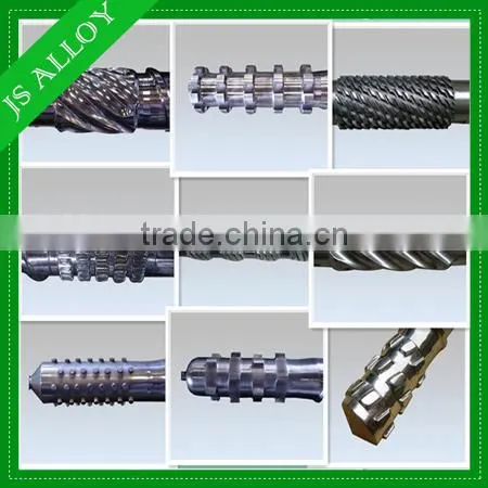 Extruder screw and barrel for PE processing extruder