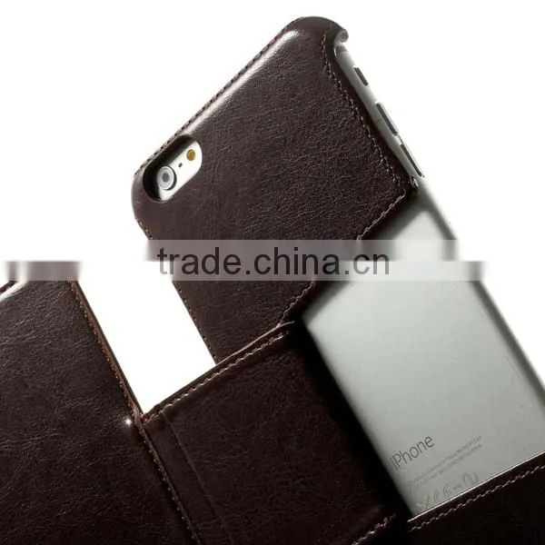 newest arrivals Genuine Real Leather Flip Wallet Case Cover For Apple iPhone 6