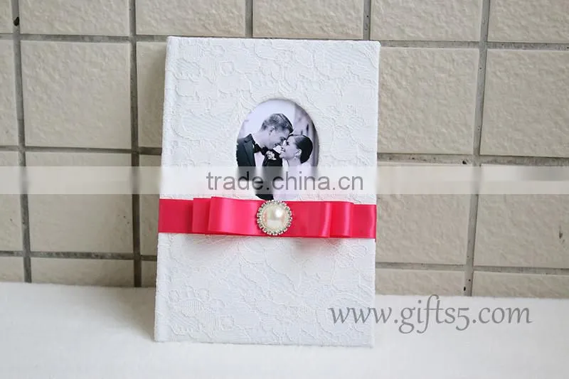 Classical and top quality lace white wedding guest book