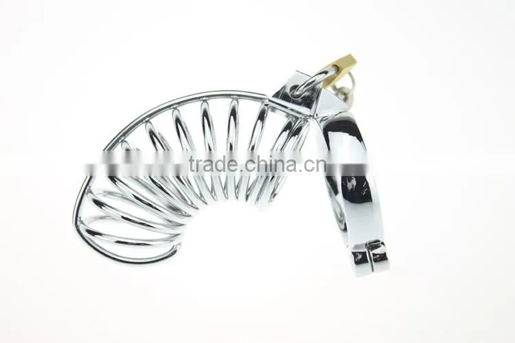 Padlock Hand-polished Sex Toys For Men Stainless Steel Lockable Penis Cage
