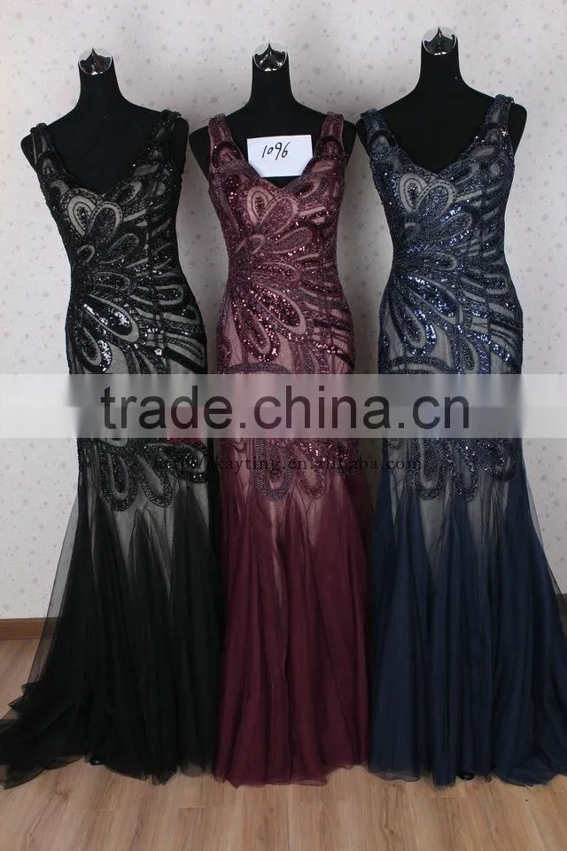 Elegant sequins vest sleeveless length gaun evening gowns designs for fishtail evening dress