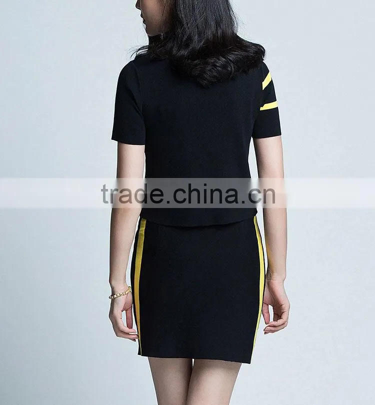 China supplier oem service latest design short sleeve ladies knitted sport suits