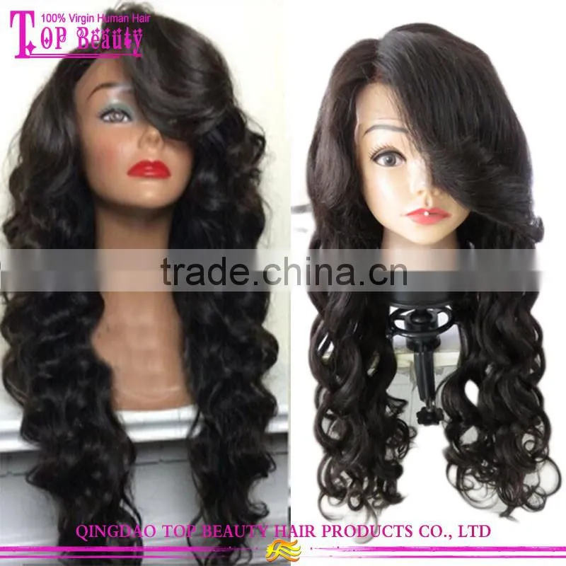 Cheap brazilian loose wave full lace wig glueless virign brazilian hair wig for black woman