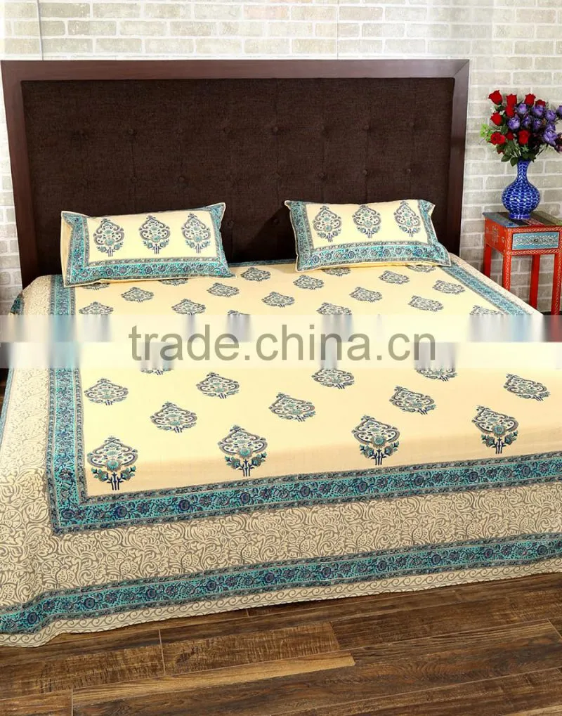 High Quality Bedding Set 100% Cotton Fabric Flower Hand Made Bed Sheet Fabric