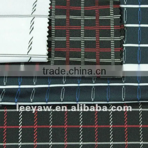 vertical check jersey stripe fabric made of 94% poly and 6% spandex