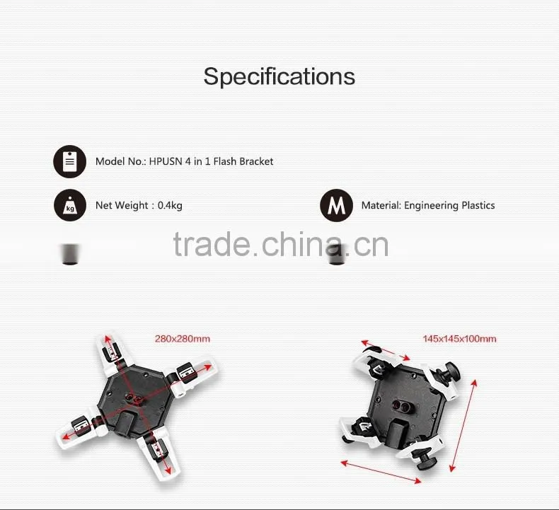 Factory supply 4 in 1 mount adapter speedlite flash umbrella holder light stand bracket