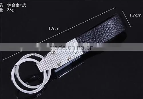 Cheap custom zinc alloy black initial leather keychain