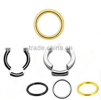Colourful 316 stainless steel piercing rings segment piercing rings nose/lip piercings