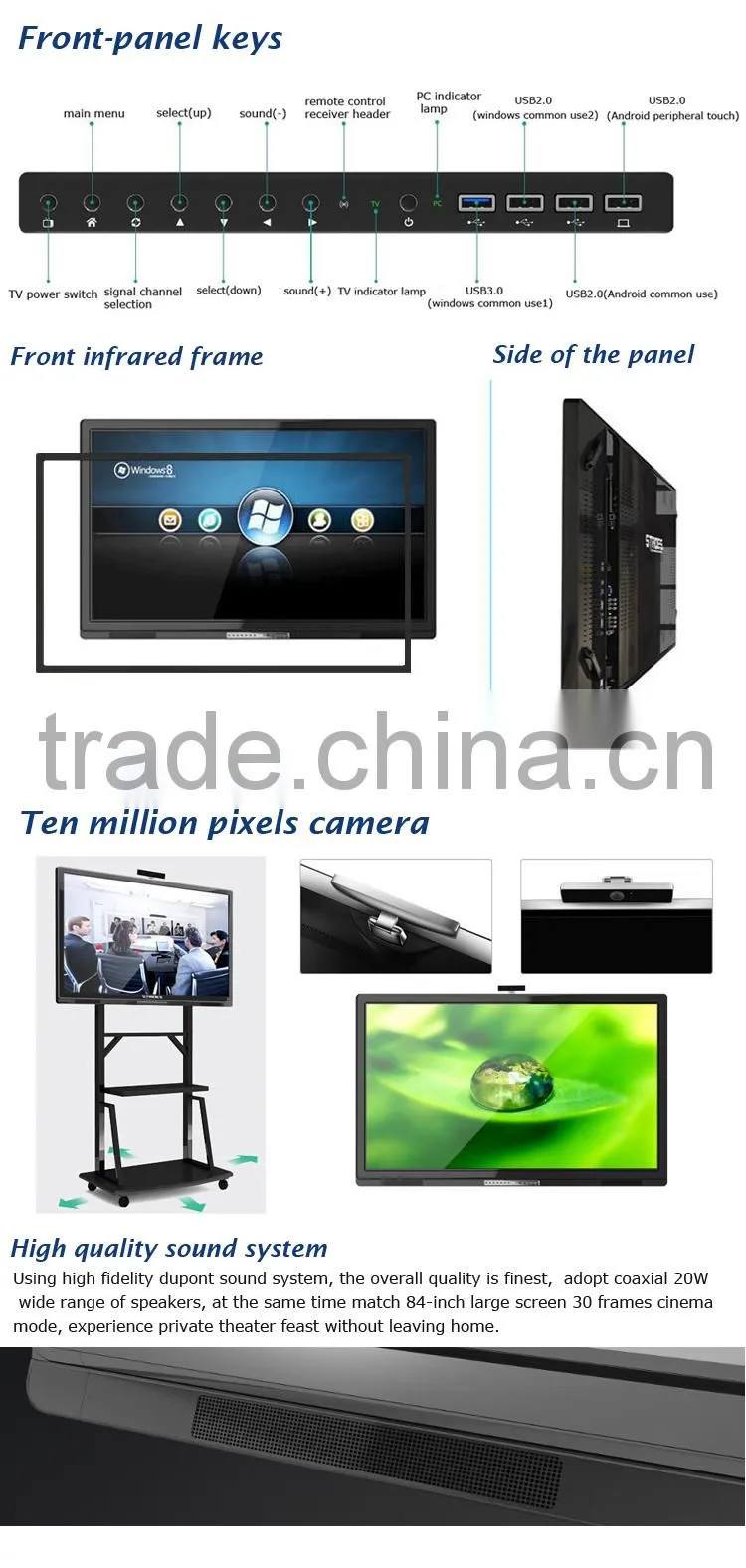 65 inches infrared multi-touch screen