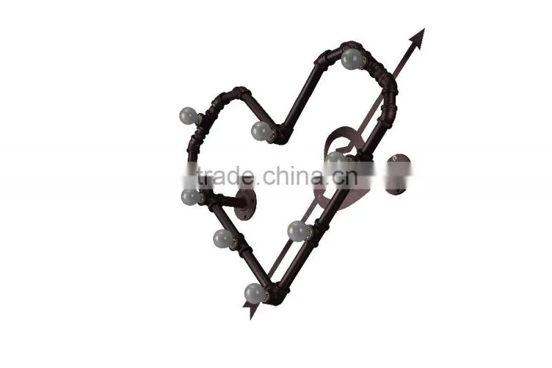 Manufacturer's Premium Industrial Vintage Wall Lamp Novelty Heart Wall Lamp Loft Water Pipe Wall Sconce