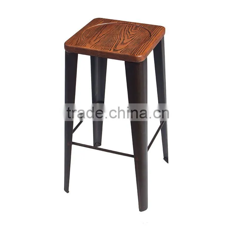 China cheap metal bar stool legs with wooden seat