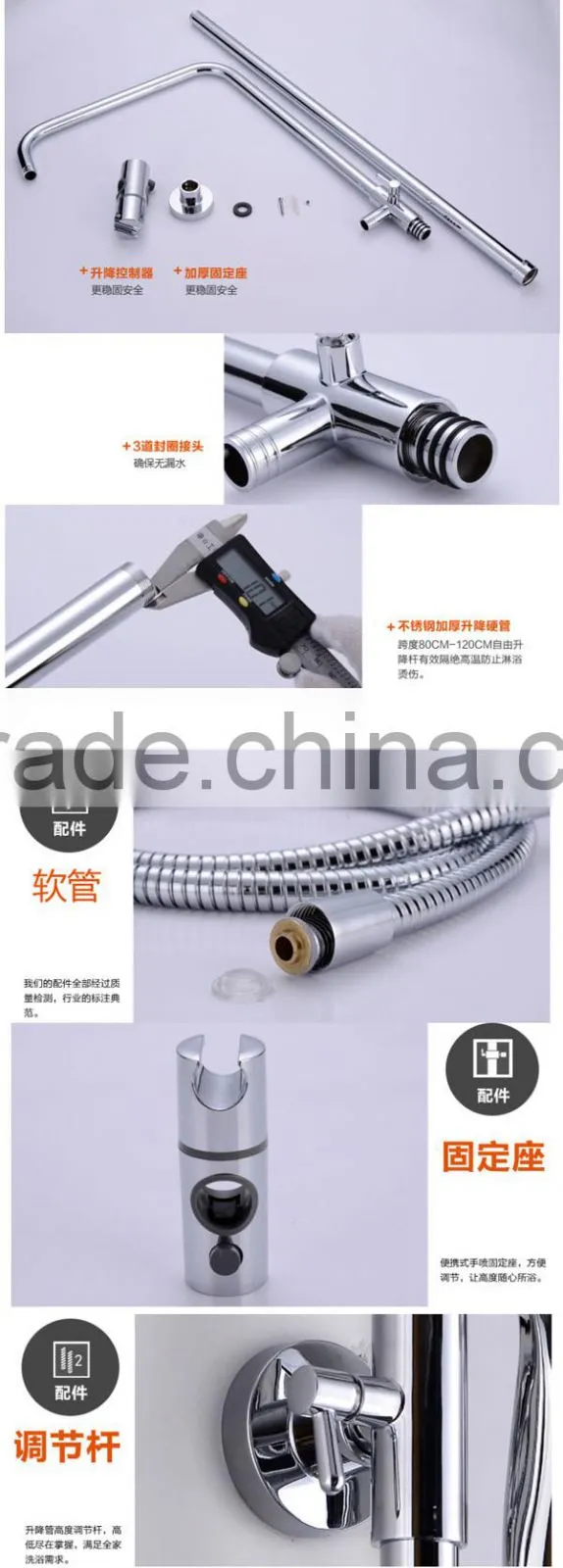 chrome electroplating surface brass shower set , hot sales ceramic cartridge shower set