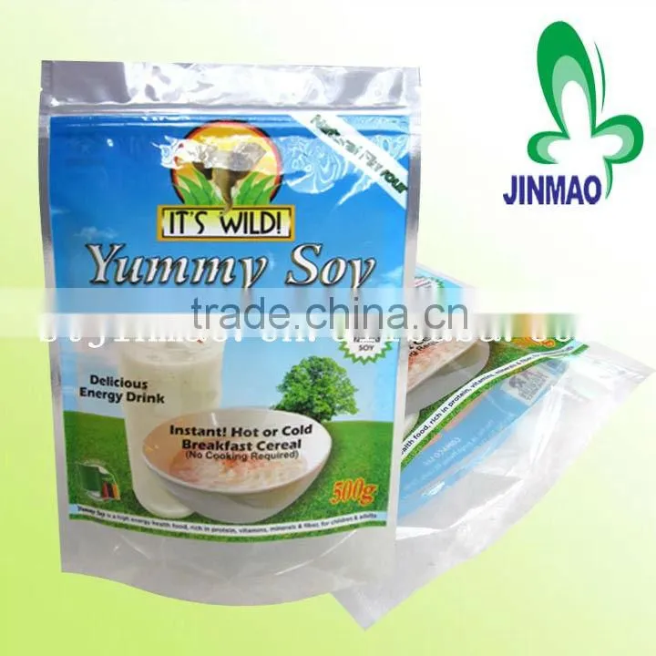 Plastic stand up bag for snack with zipper