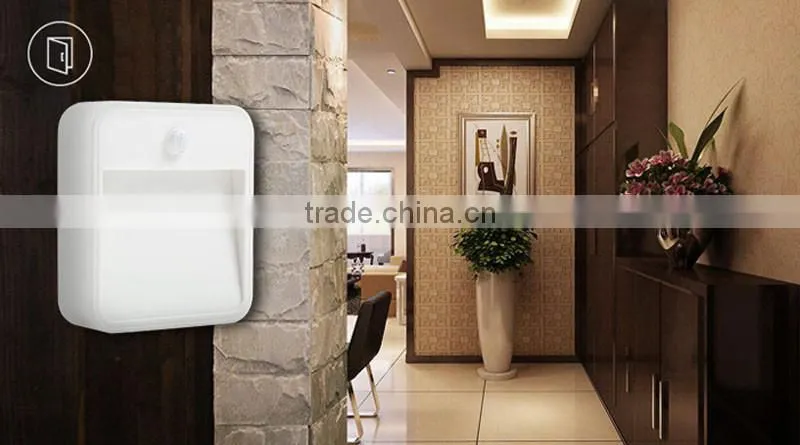 Battery Powered Wireless PIR LED Motion Sensor Night Light For Bedroom Stair Hallway White