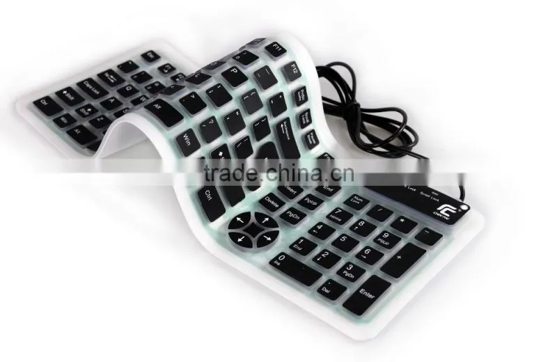 USB 109Keys Flexible Silicone Washable Wired Keyboard Full-Size