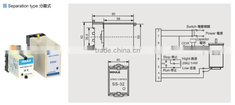 HOULE speed controller for reduction geared motor AC/DC gear motor