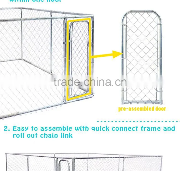 Custom logo large outdoor galvanized chain link dog fence kennel dog cage fence