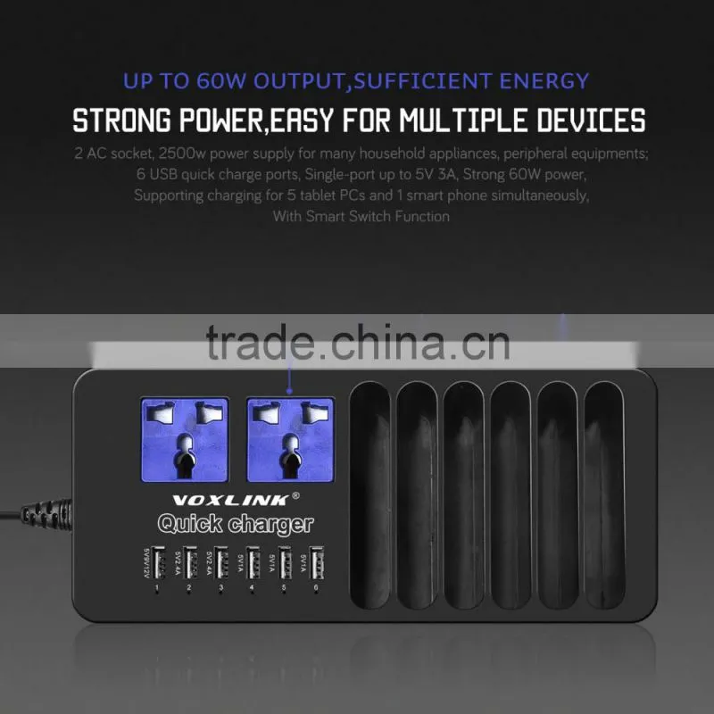 Multi-Functional Smart Digital Power Charger With 6 Ports For IPhone 6s IPad Air Mini Samsung Smartphone Tablet Laptop