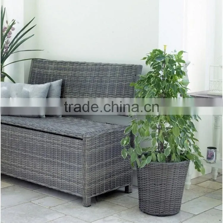 S&D cheap& high quality new style PE blow molding round grey wicker laxury rattan plastic flower pot / planter