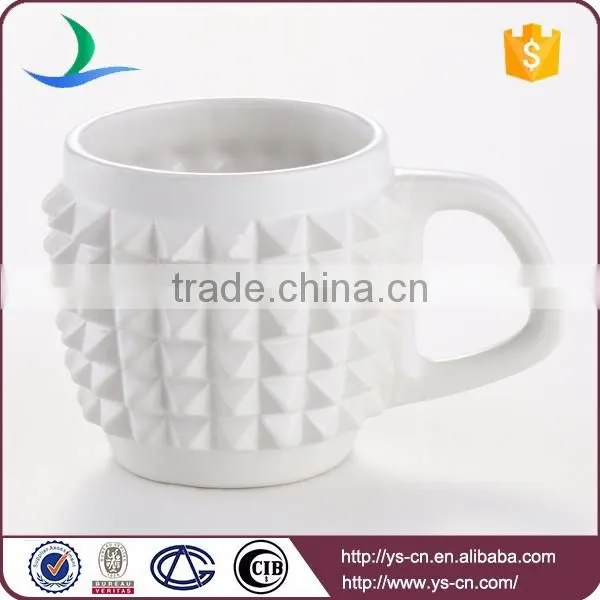 Wholesale unique embossed ceramic mug white