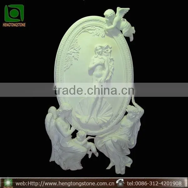 White Marble Carved Angel High Relief Sculpture