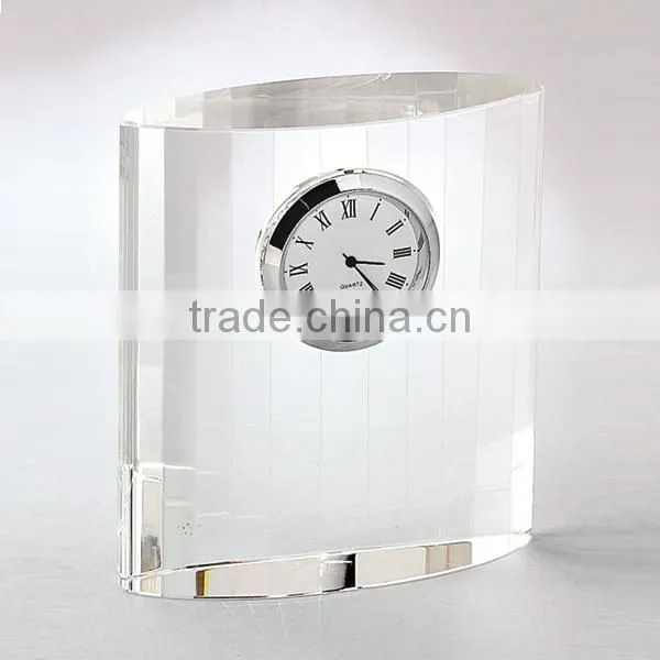 employee award gift cystal desktop clock wholesale