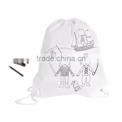 Waterproof Drawstring Bag with pastels for kid