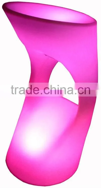 nightclub PE plastic made nighclub bar stool /colorful changing led light up standing bar stool