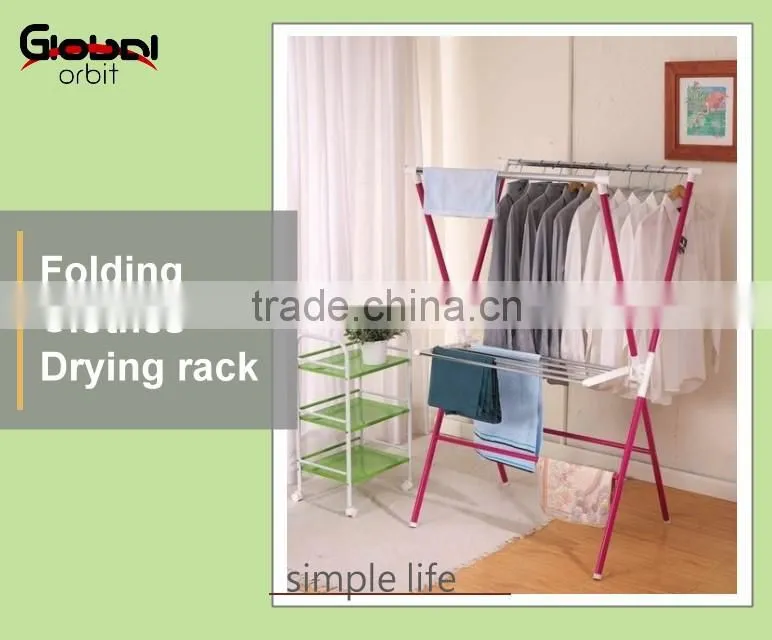 Home Furniture Durable Foldable Clothes Drying Rack With Towel Hanger Rail