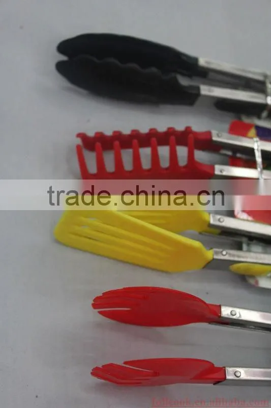 Colorful silicone food tong w/skidproofed handle and different designs