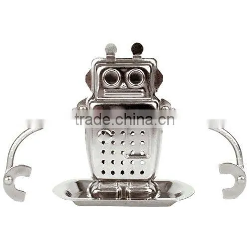 WCMY022 304 material Mesh Tea Ball Tea Infuser Tea Strainer Robot Tea Infuser and Drip Tray