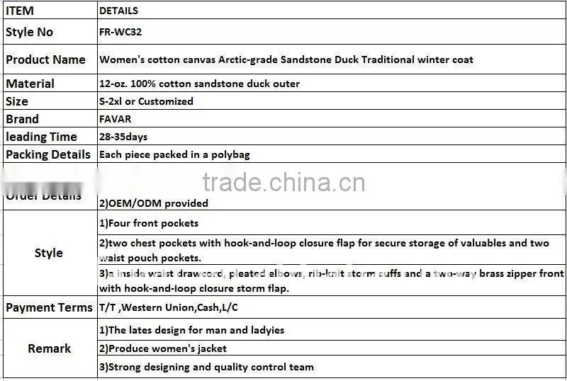 Women's cotton canvas Arctic-grade Sandstone Duck Traditional winter coat