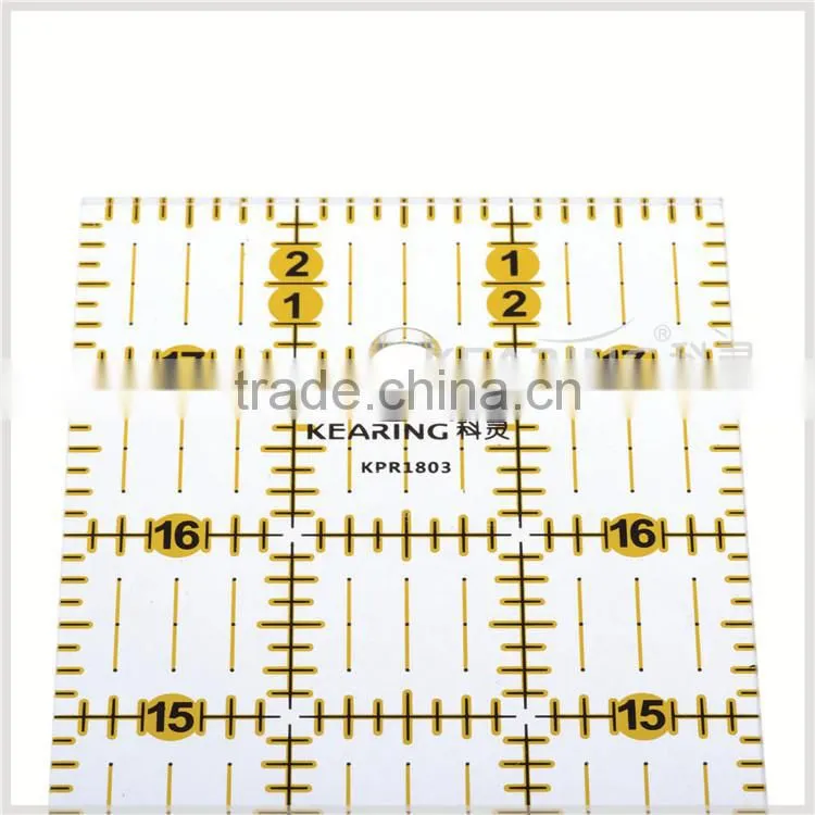 Kearing brand 6.5"*6.5" rigid plastic transplant square patchwork ruler for sewing design#KPR65D