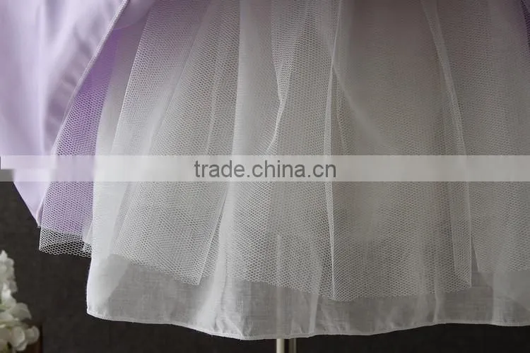 OEM baby girls Lovely Purple Embroidery flower Tassel Party dresses net frock design Tulle Fluffy baby first communion dress