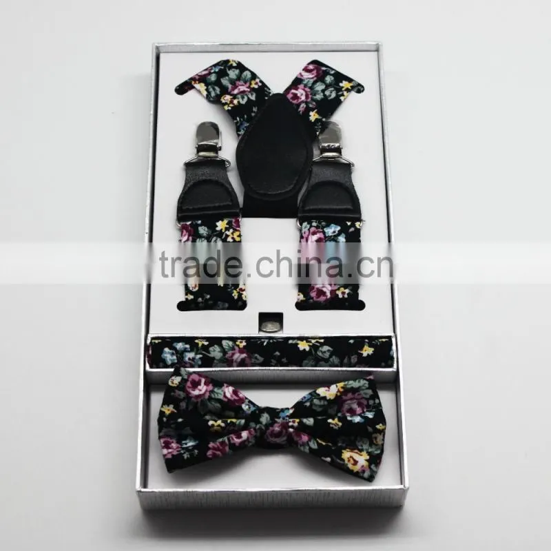 Factory customize best suspenders,hanky and bowties box gift sets