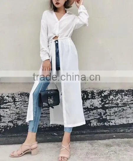 Runwaylover 145 Women Long Style Fashion Pure Color Blouse
