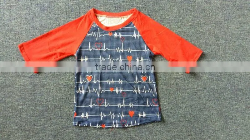 children long sleeves clothes in fall cute kids electrocardiogram print Raglan
