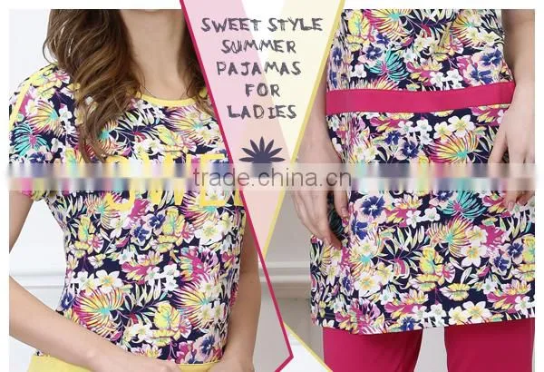 Customized new summer design knitting cotton women plus size pajamas