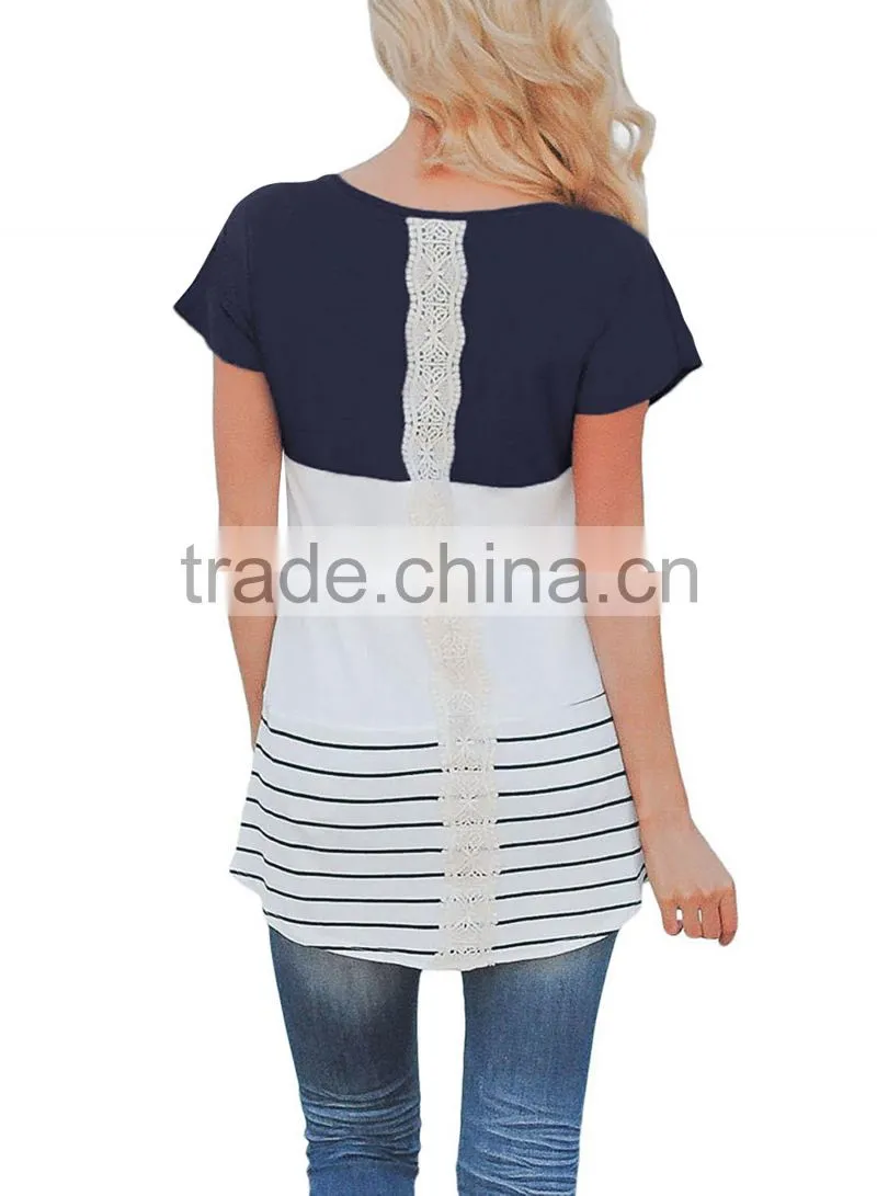 Latest custom fashion ladies short sleeve blouses for wholesale 2017
