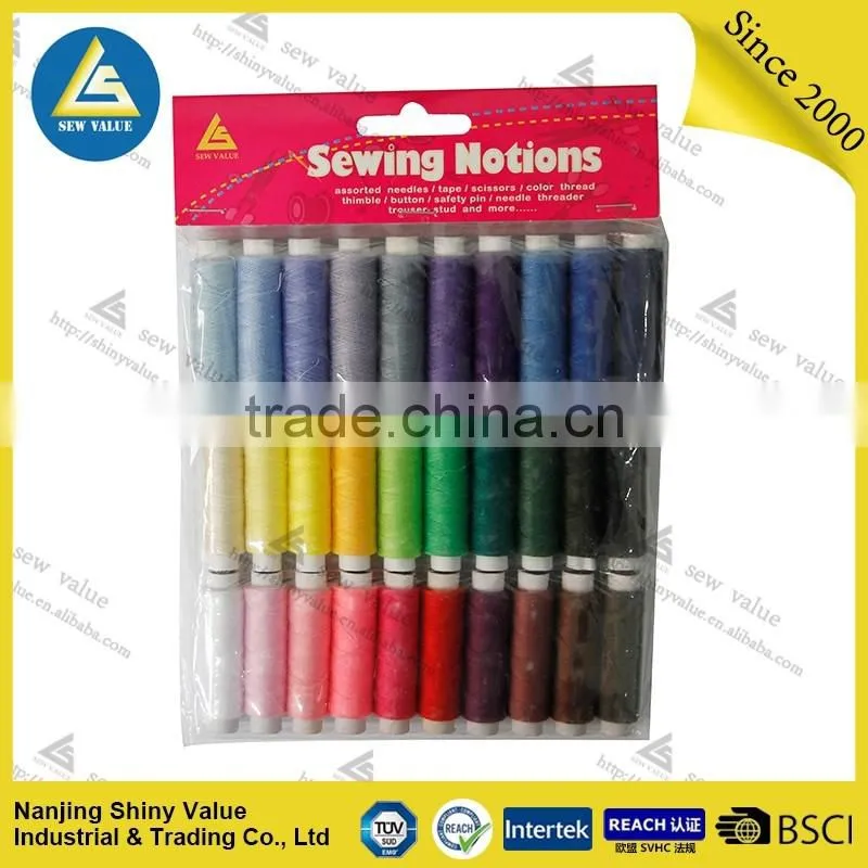 assorted colors 100% polyester quilting thread in plastic box
