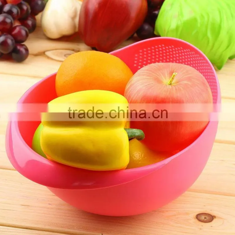 2017 New Practical Creative Fashion Plastic Wash Rice Colander Strainer Sieve Bright Kitchen Plastic Drain Vegatable Basket