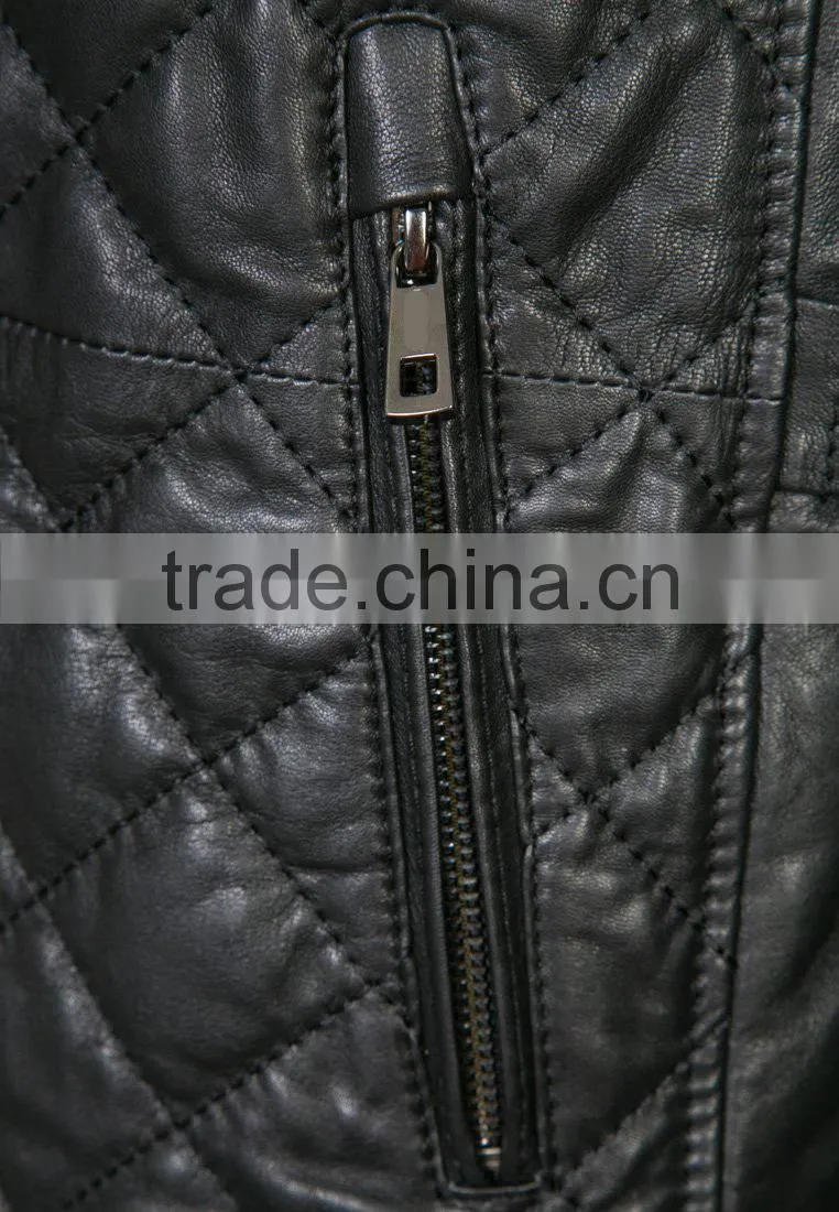 QUILTED MEN LEATHER JACKET MADE OF SHEEP LEATHER
