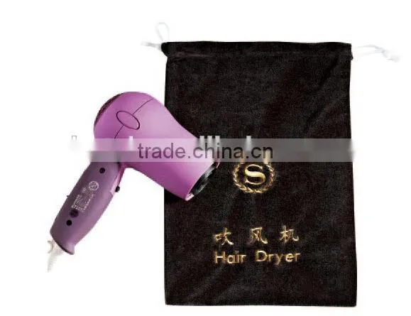 Hotel hair dryer velvet bag with embroidery logo