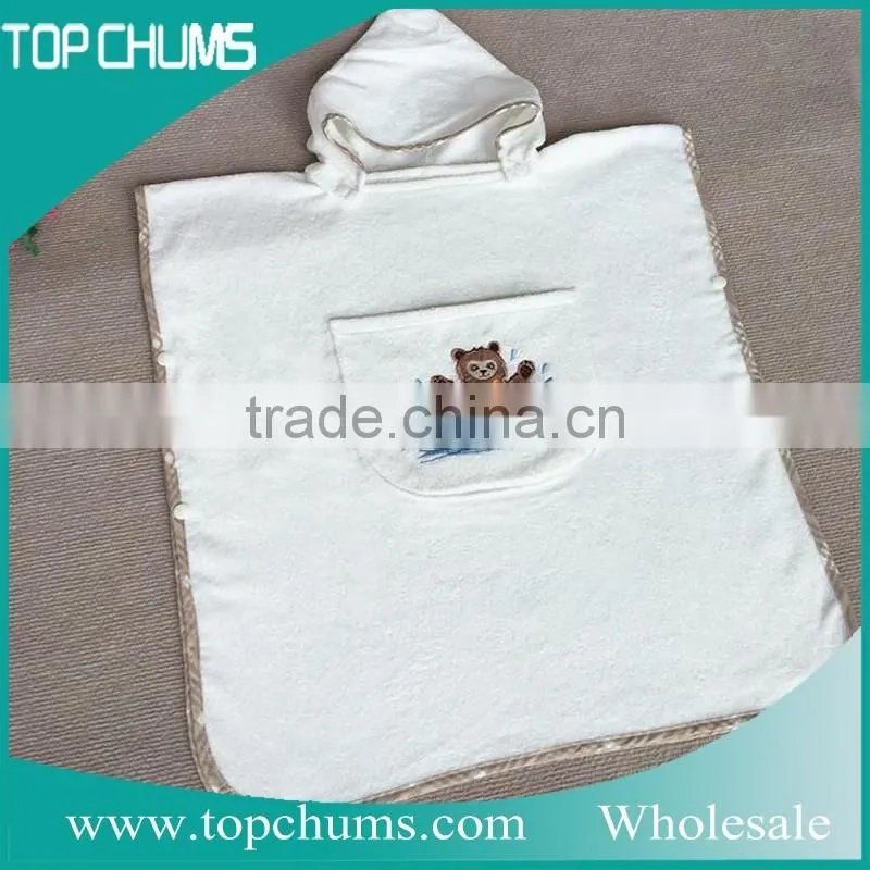 wholesale animal 100% cotton organic bamboo terry embroidery baby bath towel with hood