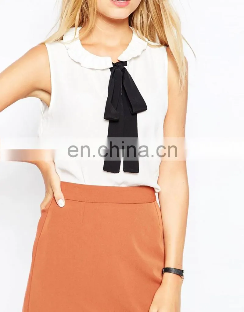 Wholesale women blouse summer latest design with bow tie nice shirt